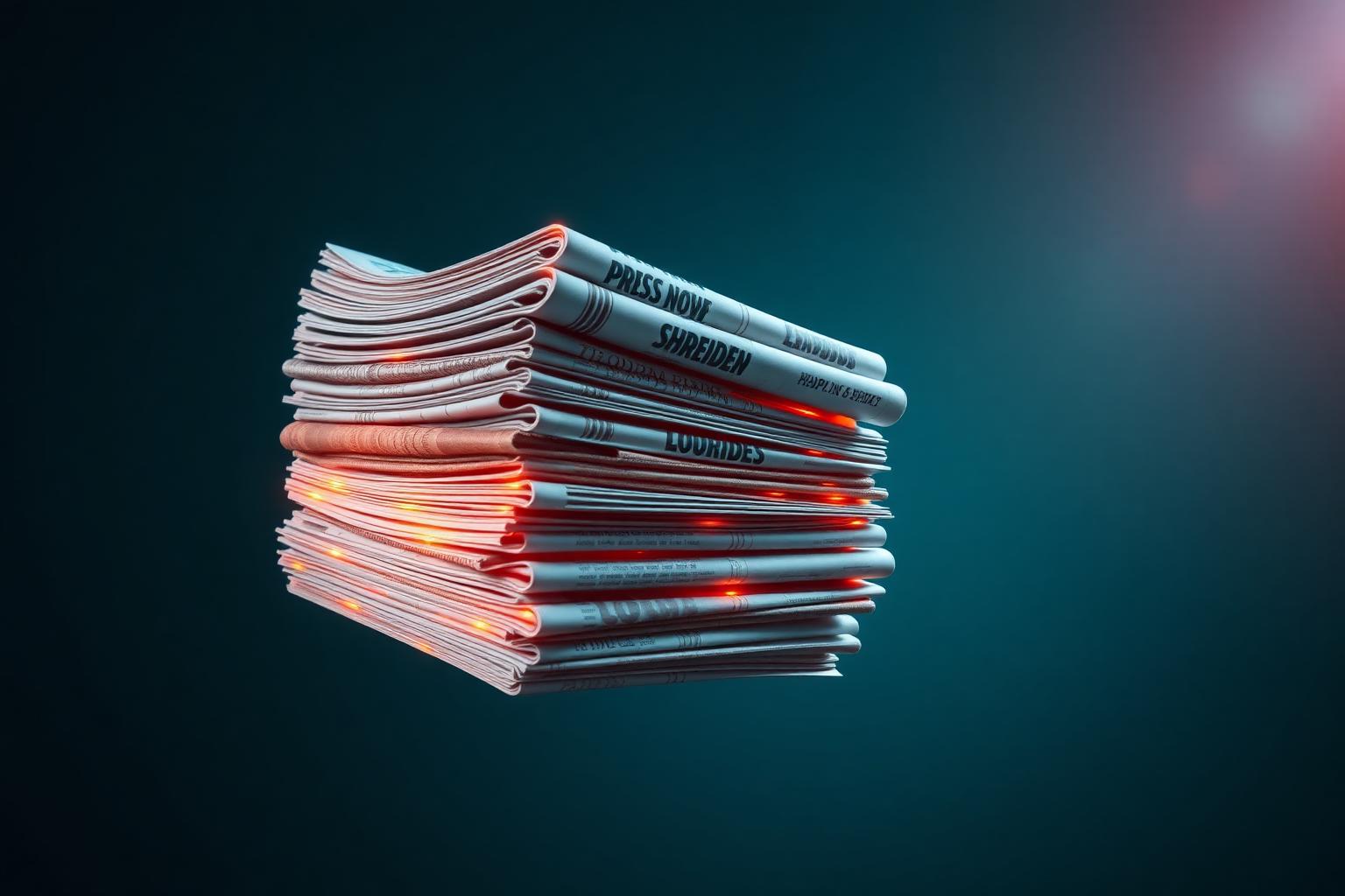 Floating illuminated press releases representing ValueGuard AI newsroom